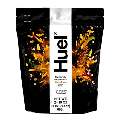 Huel Hot and Savory Instant Meal Replacement - Cajun Pasta - 14 Scoops Packed with 100% Nutritionally Complete Food, Including 25g of Protein, 6g of Fiber, and 27 Vitamins and Minerals with LastFuel scoop